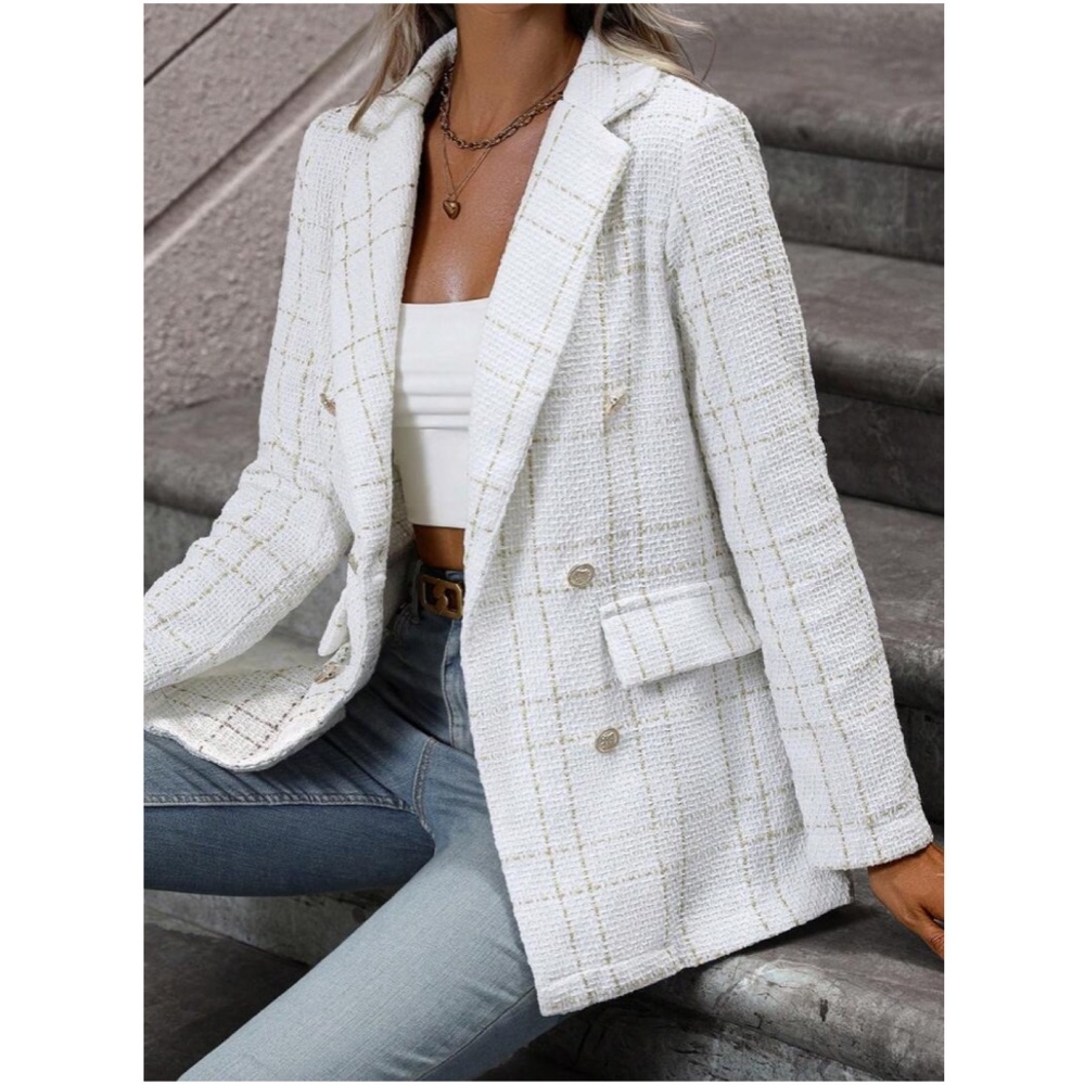 Classic Plaid Button up Tweed Blazer - Picture 1 of 12